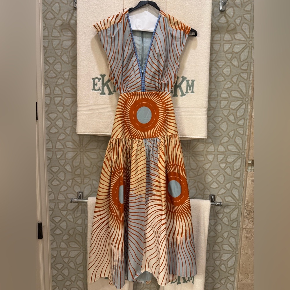 Silvia Tcherassi Cecile Dress in Soft Blue and Coral